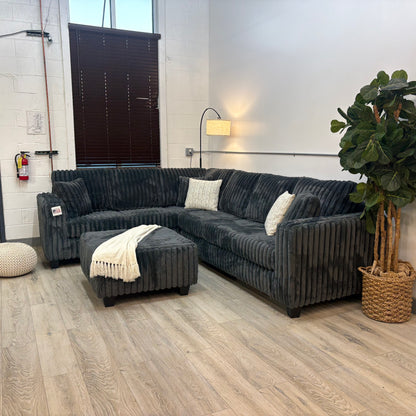 Haven Fluffy Cloud Sectional with Ottoman - Grey