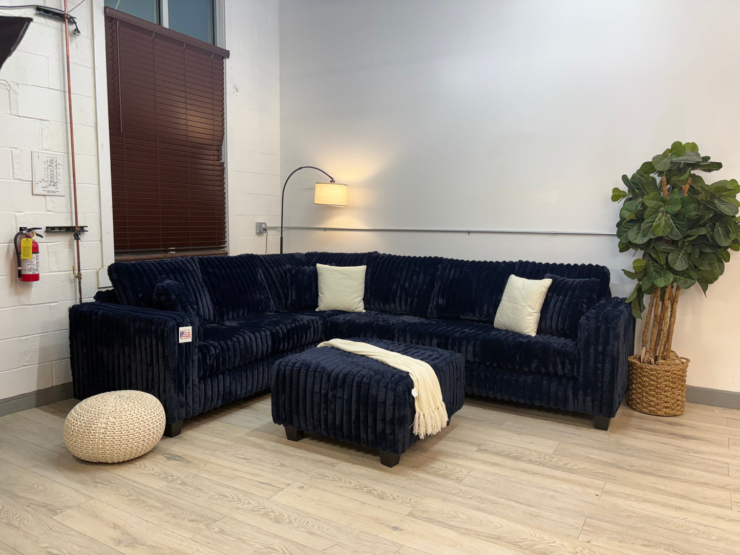 Fluffy Cloud Sectional with Ottoman - Dark Blue