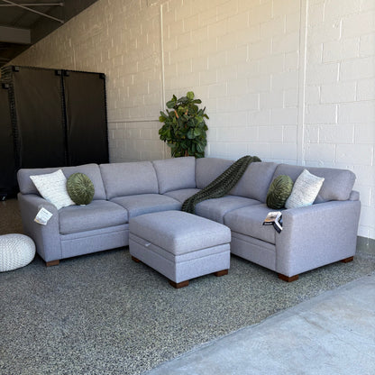 Thomasville Langdon Fabric Sectional with Storage Ottoman - Gray