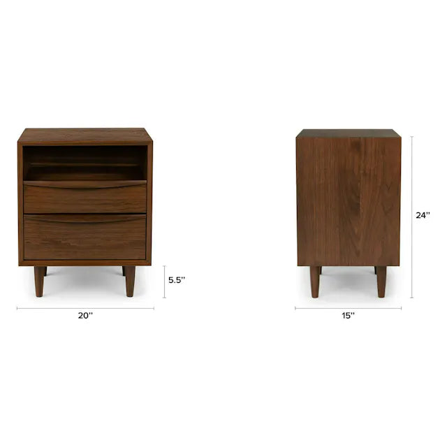 Article Lenia 2-Drawer Nightstand - Walnut