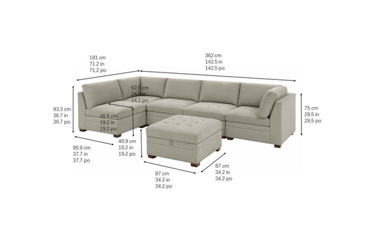 Thomasville Tisdale Beige Modular Sectional 5-piece  with Storage